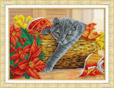 Рождественский котик Паутинка Б-1503, цена 2 320 руб. - интернет-магазин Мадам Брошкина